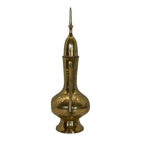 Brass Aftaba Arabian Pitcher Engraved Collectible Lidded Teapot VTG 1970s India - Picture 13 of 16